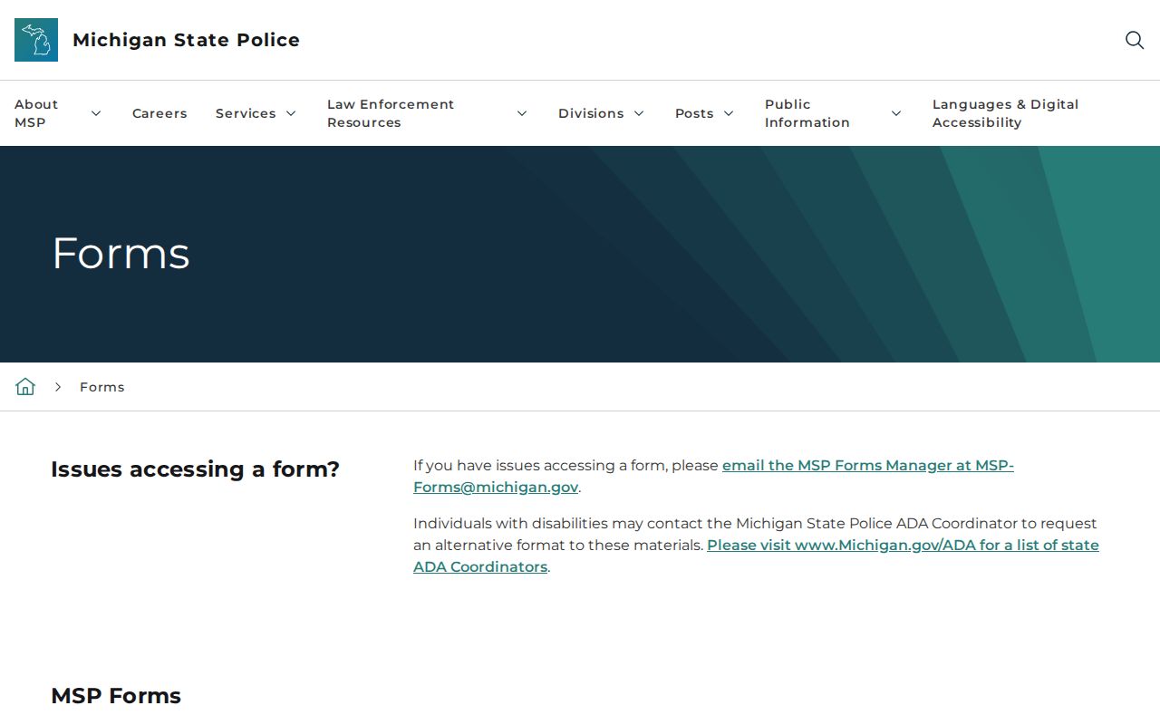 Michigan State Police forms for Osceola County criminal record review and correction
