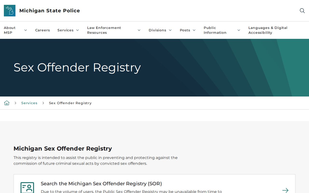 Osceola County sex offender search guidance from Michigan State Police
