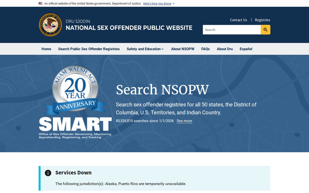 National registry interface used with an Osceola County sex offender search