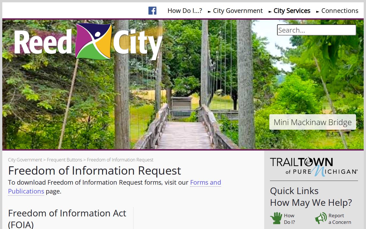 Reed City criminal records and FOIA request instructions